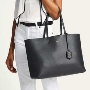 JIMMY CHOO Nine2Five East-West Grained Leather Tote Bag Gold